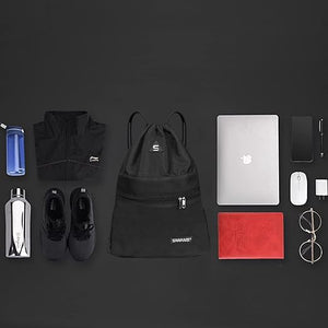 Drawstring Gym Sport Bag String Waterproof Pocket Zipper Sack Backpack for Women Men Travel Kit Bag.