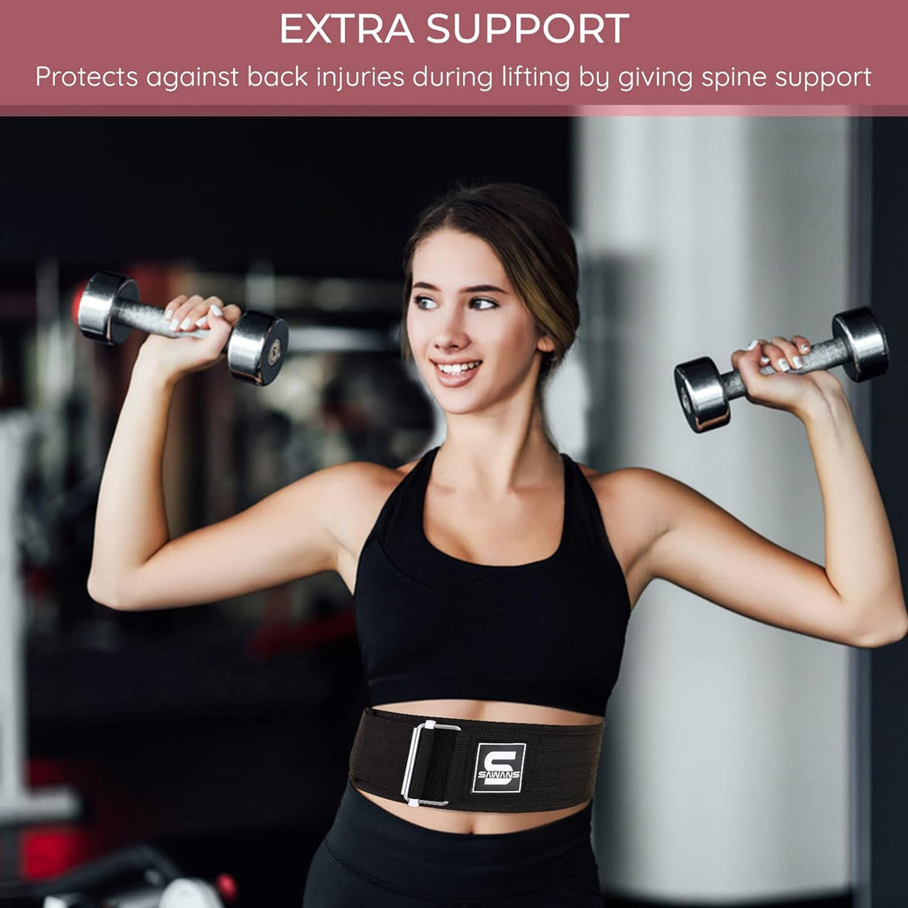 Self-Locking Weight Lifting Belt for Men and Women Fitness Premium Functional Gym belt Powerlifting Deadlift Olympic Lifts and Squats Athletes Training Workout