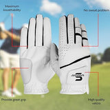 SAWANS Golf Glove Men's Durable Premium Leather Left Hand Right All Weather Grip Golfer Gloves Non Slip Flexible Golfing
