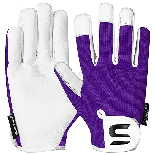 SAWANS Leather Gardening Gloves Ladies and Mans Thorn Proof Gifts Durable Goatskin Work Gloves