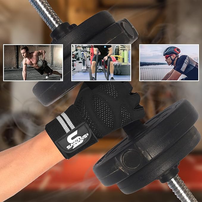 SAWANS Weight Lifting Gloves Gym Workout Fitness Support Men Women Fingerless Gloves Full Finger Touchscreen Bodybuilding Training Grip
