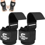 Lifting Hooks Non-Slip Coated Heavy Duty Solid Steel Neoprene Thick Padded Weight Lifting Gym Straps Deadlifts