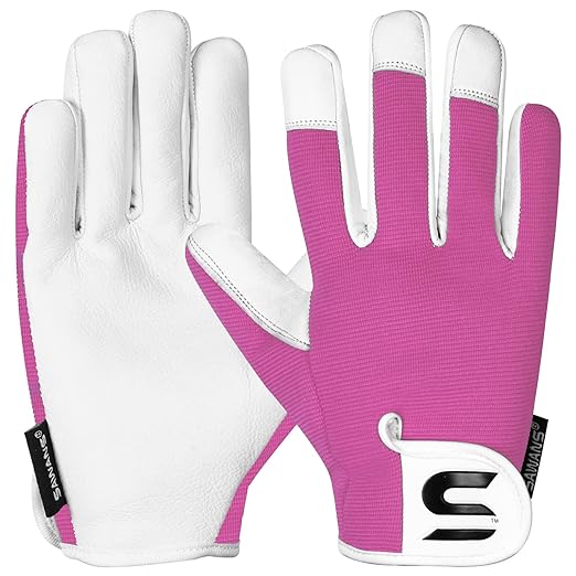 SAWANS Leather Gardening Gloves Ladies and Mans Thorn Proof Gifts Durable Goatskin Work Gloves