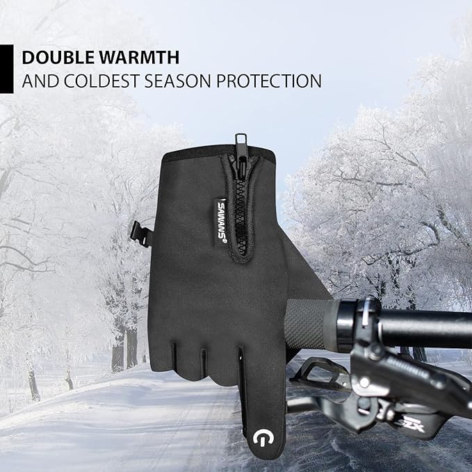 Cycling Gloves Winter Touch Screen Windproof Men Women Silicone Mountain Bike  Sports Adjustable Running Climbing Hiking Camping