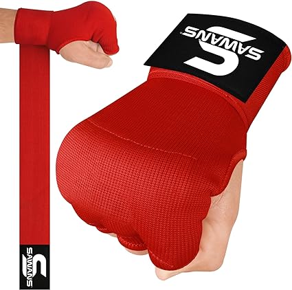 SAWANS Boxing Hand Wraps Inner Gloves for Hand Protection Long Wrist Straps Elasticated Punching Bag Training Gel Mitts Muay Thai MMA