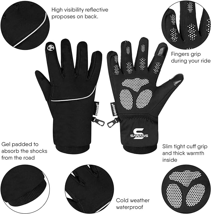 Waterproof & Windproof Thermal Winter Gloves Thinsulate  Touch Screen Ski MTB Anti Slip Cycling Snowboarding Padded Palms.