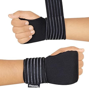 SAWANS Wrist Brace Elastic Adjustable Wrist Support with Strap Compression Relieves Wrist Pain Tendonitis Ideal for Sprains Injury or Sports Use for Men and Women, Right & Left Pack of 2