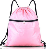 Drawstring Bag String Gym Sack Drawstring Sports Bag side Pocket Zipper PE Backpack Beach School Holidays Swimming Travel for Men And Women