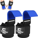 Lifting Hooks Non-Slip Coated Heavy Duty Solid Steel Neoprene Thick Padded Weight Lifting Gym Straps Deadlifts