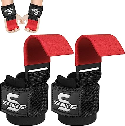 Lifting Hooks Non-Slip Coated Heavy Duty Solid Steel Neoprene Thick Padded Weight Lifting Gym Straps Deadlifts
