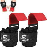Lifting Hooks Non-Slip Coated Heavy Duty Solid Steel Neoprene Thick Padded Weight Lifting Gym Straps Deadlifts