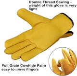 Work Gardening Gloves for Men Women 2 Pairs Leather Gloves Heavy Duty Construction Breathable and Flexible Safety