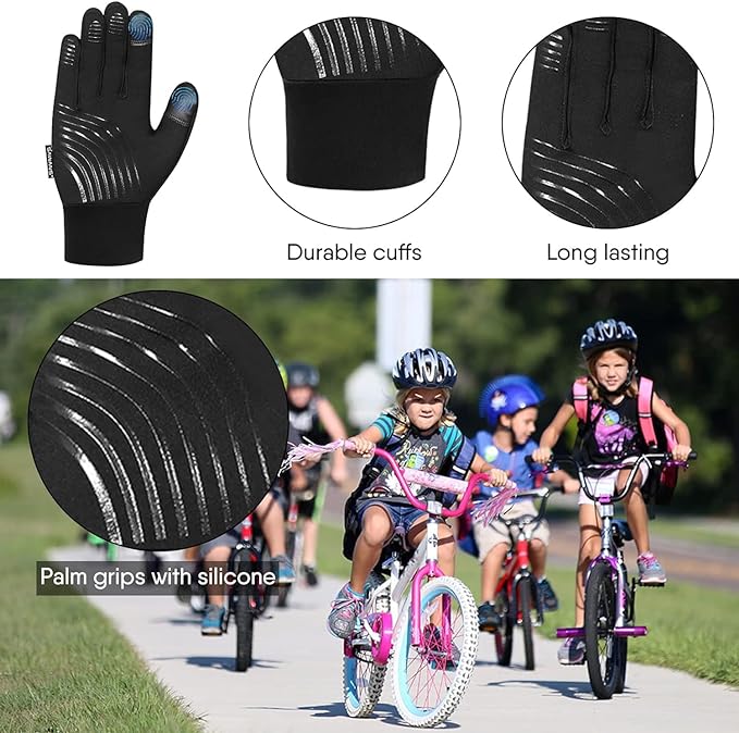 Kids Cycling Gloves Sports Winter Thermal Boys Girls Children Windproof Anti-slip Touchscreen Gloves