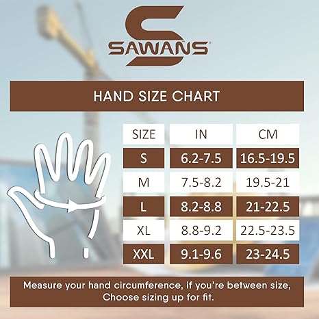 SAWANS Men Gardening Gloves Leather  forUtility Dexterity & Breathable Comfort Fit Construction & Building Work Gloves