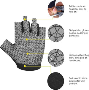 Gel Cycling Gloves Fingerless Padded Mountain Bike Bicycle Gloves Anti-slip Gym MTB Half Finger Reflective Biking