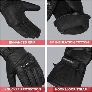 Motorbike Motorcycle Gloves Leather Hard Knuckles Thinsulate Windproof Waterproof Protection Winter Summer