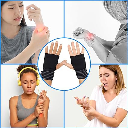 SAWANS Wrist Brace Elastic Adjustable Wrist Support with Strap Compression Relieves Wrist Pain Tendonitis Ideal for Sprains Injury or Sports Use for Men and Women, Right & Left Pack of 2