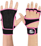 SAWANS Gym Fitness Open Workout Gloves Weight Lifting Anti Slip Padded Palm Protection Hand Grips for Men & Woman Wrist Powerlifting, Bodybuilding, Calisthenics Training