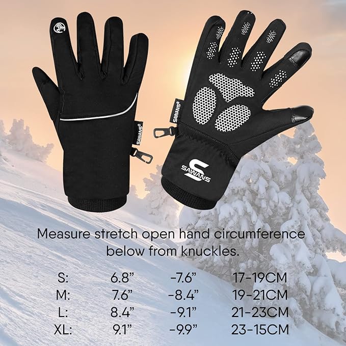 Waterproof & Windproof Thermal Winter Gloves Thinsulate  Touch Screen Ski MTB Anti Slip Cycling Snowboarding Padded Palms.