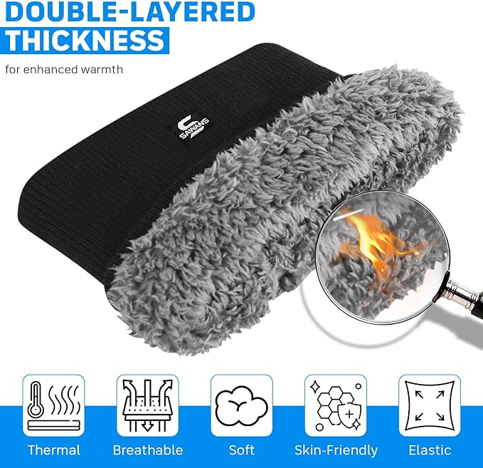 SAWANS Winter Neck Warmer Windproof Thermal Lined Black Scarf Soft Warm Neck Gaiter Double Layer Cycling Ski Snood Scarves Face Cover for Winter Men Women Sports Motorbike Motorcycle