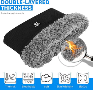 SAWANS Winter Neck Warmer Windproof Thermal Lined Black Scarf Soft Warm Neck Gaiter Double Layer Cycling Ski Snood Scarves Face Cover for Winter Men Women Sports Motorbike Motorcycle