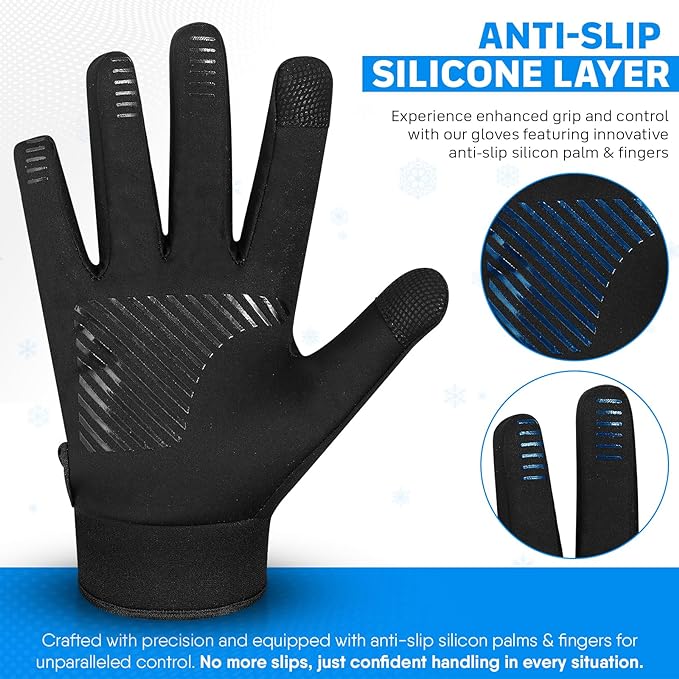 SAWANS Thermal Gloves Men Cycling Gloves Water Resistant Touch Screen Gloves Windproof Biking Winter Gloves Bicycle Running Gloves Driving Ladies Gloves Anti Slip Honey Ski Warm Women