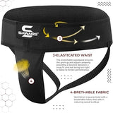 SAWANS Boxing Groin Guard Cup Kickboxing MMA Abdominal Protector Men Sweat-absorbent Ventilated Adjustable Underwear Taekwondo Sparring Groin Protector Jockstrap Jiu Jitsu BJJ Protection