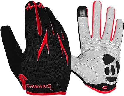 SAWANS Cycling Gloves Full Finger Mountain Bike Gloves Padded Breathable Biking Gloves for Men Women Camping Cycling Running