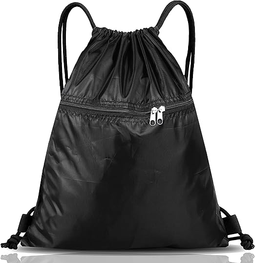 Drawstring Bag String Gym Sack Drawstring Sports Bag side Pocket Zipper PE Backpack Beach School Holidays Swimming Travel for Men And Women