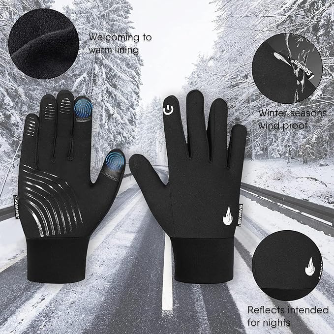 Kids Cycling Gloves Sports Winter Thermal Boys Girls Children Windproof Anti-slip Touchscreen Gloves
