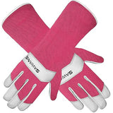 SAWANS Long Gardening Gloves Leather Men Women Durable Goatskin Garden Gloves Forearm Protection