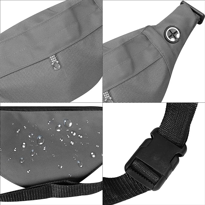 Bumbag Waist Men Women Fanny Pack Travel Running Belt Workout Gym Bum Bag Headphone Jack Adjustable 4-Zipper Pockets