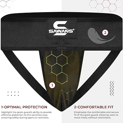 SAWANS Boxing Groin Guard Cup Kickboxing MMA Abdominal Protector Men Sweat-absorbent Ventilated Adjustable Underwear Taekwondo Sparring Groin Protector Jockstrap Jiu Jitsu BJJ Protection