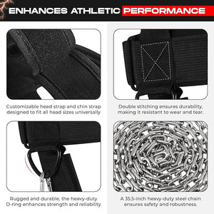 SAWANS Neck Trainer Neck Harness for Weight Sports Neck Stretcher Weight Lifting Belt Head Trainer Men Neck Back Pain Adjustable Head Harness Fitness, Bodybuilding, Strength Training