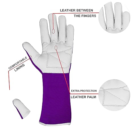 SAWANS Long Gardening Gloves Leather Men Women Durable Goatskin Garden Gloves Forearm Protection