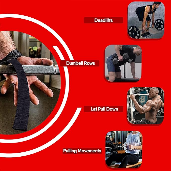 Weight Lifting Straps Neoprene Padded Bodybuilding Strength Training Wrist Straps Heavy Weight Lifting Deadlifting