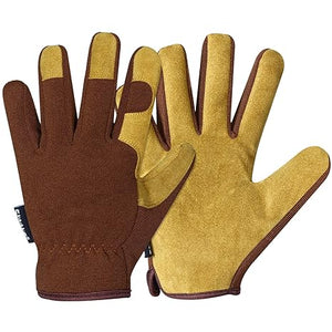 SAWANS Men Gardening Gloves Leather  forUtility Dexterity & Breathable Comfort Fit Construction & Building Work Gloves