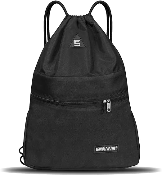 Drawstring Gym Sport Bag String Waterproof Pocket Zipper Sack