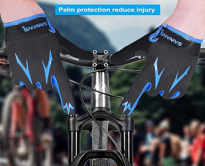 SAWANS Cycling Gloves Full Finger Mountain Bike Gloves Padded Breathable Biking Gloves for Men Women Camping Cycling Running