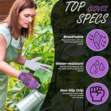 SAWANS Leather Gardening Gloves Ladies Mens Women Thorn Proof Rigger Garden Safety Working Gloves Multipurpose Breathable Construction Gardening Gifts (Purple, S (Pack of 1))