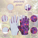 SAWANS Leather Gardening Gloves Ladies Mens Women Thorn Proof Rigger Garden Safety Working Gloves Multipurpose Breathable Construction Gardening Gifts (Purple, S (Pack of 1))