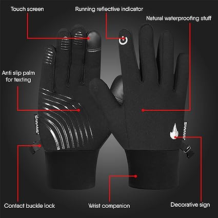 Winter Cycling Running Warm Gloves Men Women Touchscreen Thermal Windproof Anti Slip Driving Sports Outdoor Bike Gloves Hiking Ski Climbing Riding Walking