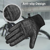 SAWANS Mens Cycling Gloves Thermal Winter Warm Gloves Touchscreen Adjustable Windproof Anti-Slip Women Shock Padded Bicycle Biking Gloves Outdoor Running Hiking
