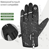 SAWANS Mens Cycling Gloves Thermal Winter Warm Gloves Touchscreen Adjustable Windproof Anti-Slip Women Shock Padded Bicycle Biking Gloves Outdoor Running Hiking