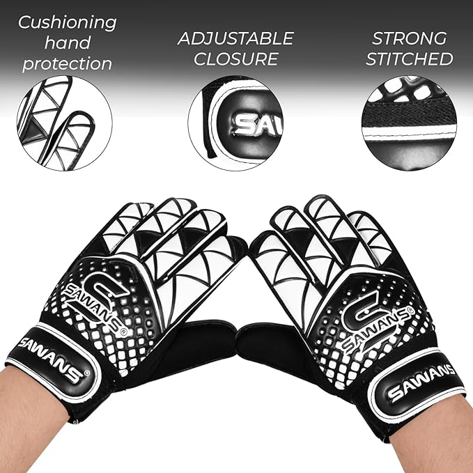 SAWANS Football Goalkeeper Gloves For Boys kids Children Youth Training Gloves Soccer Goalie Goalkeeping Wrist Protection Grip Palms Adults Men