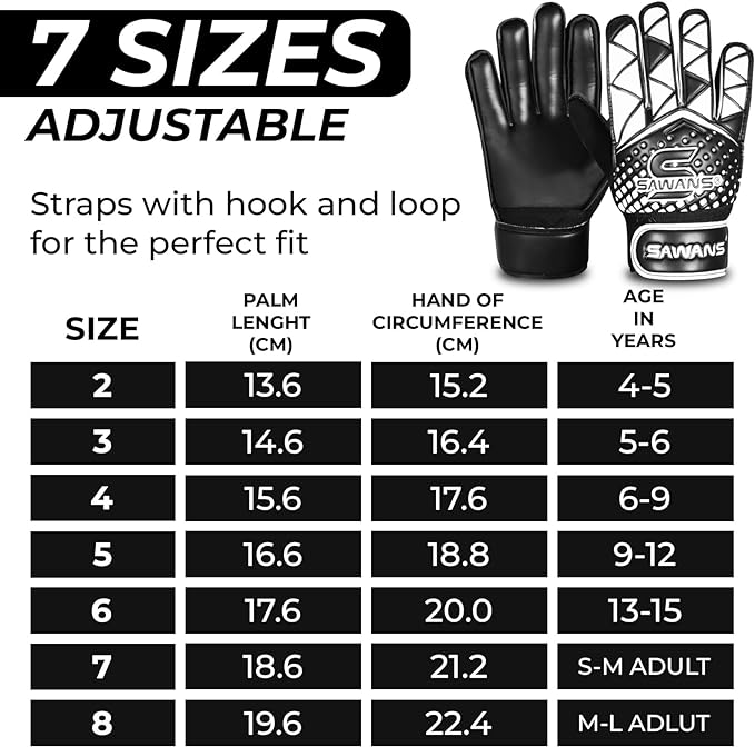 SAWANS Football Goalkeeper Gloves For Boys kids Children Youth Training Gloves Soccer Goalie Goalkeeping Wrist Protection Grip Palms Adults Men