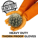 SAWANS Men's Leather Work Gloves Women's Gardening Gloves Sandblaster Cactus Barbed Wire Anti-thorn Garden Rose Gloves Long Forearm Leather (Yellow, XS (Pack of 1))