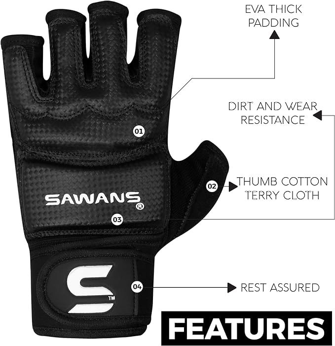 SAWANS Boxing Gloves Men Women Boxing Gloves Grappling Gloves Lightweight Karate Gloves Taekwondo Half Finger Kickboxing Sparring Martial Arts Muay Thai