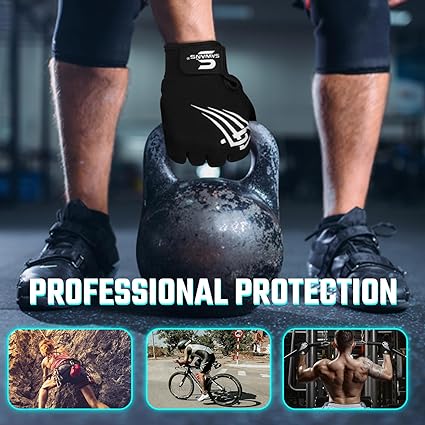 SAWANS Gym Weight Lifting Gloves Fitness Workout Padded Palm Protection Non-Slip Silicone Grip for Men and Women Training Breathable Exercise Cycling