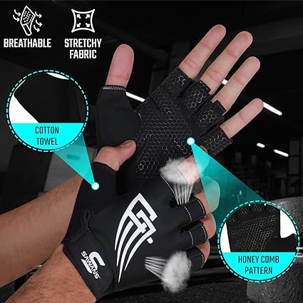 SAWANS Gym Weight Lifting Gloves Fitness Workout Padded Palm Protection Non-Slip Silicone Grip For Men And Women Training Breathable Exercise Cycling